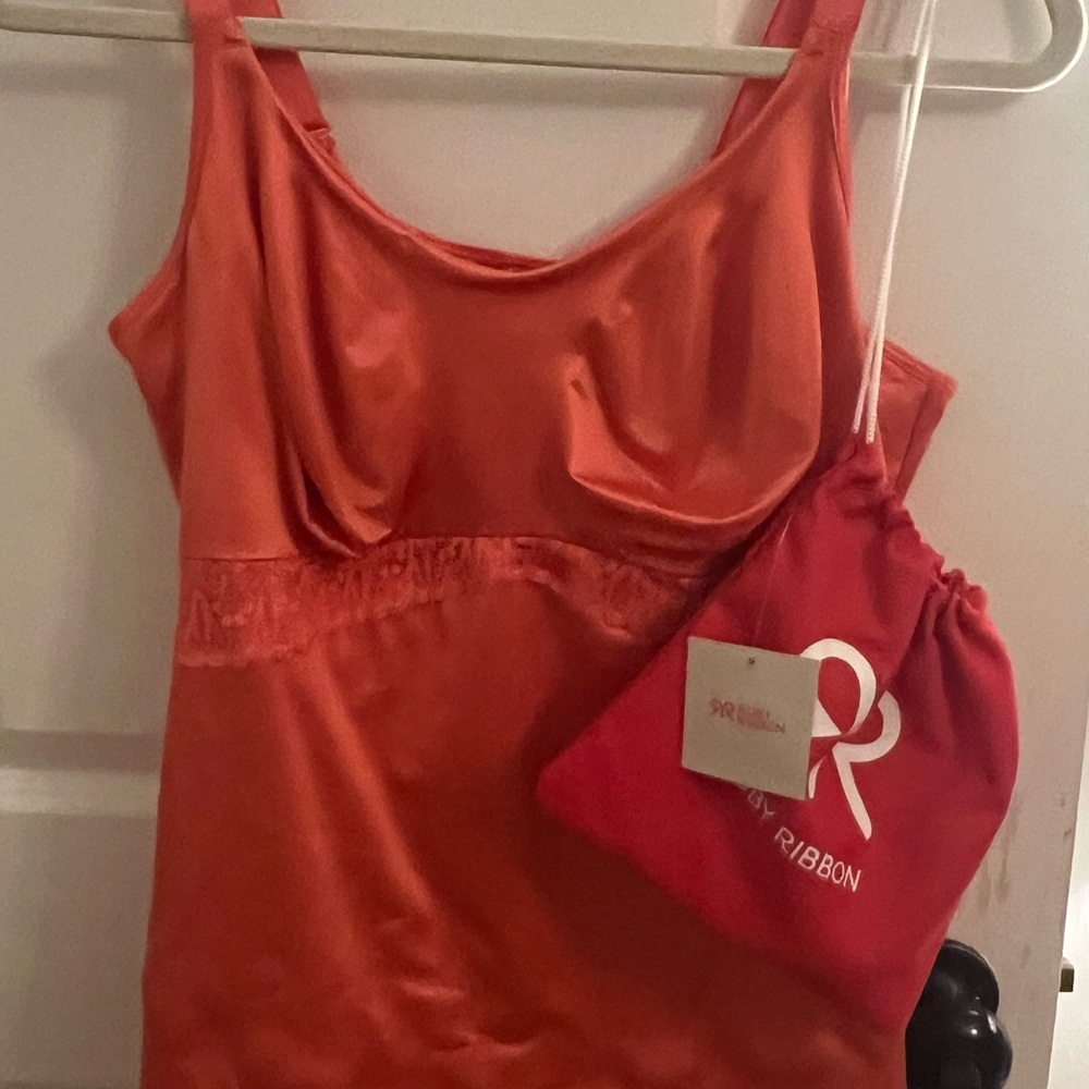 Ruby Ribbon Orange Satin Chemise